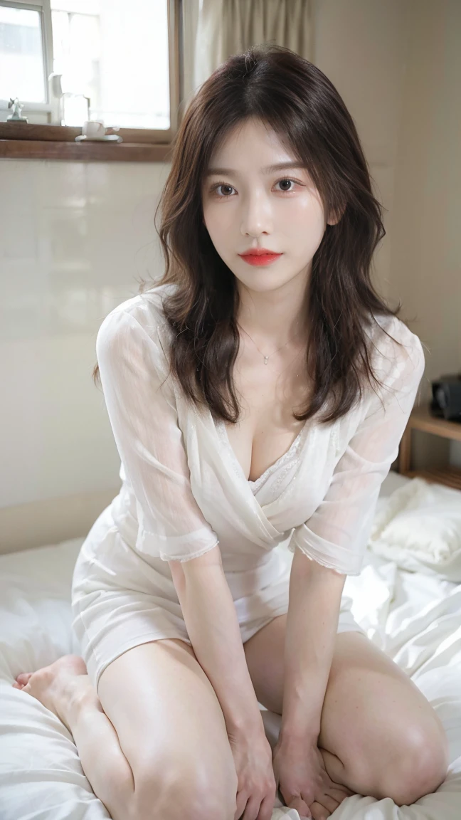 (8k, RAW photo graphy, Top quality, Masterpiece: 1.2), (Realistic, Photorealistic: 1.37), Ultra high res, One girl, Cute, Solo, Viewing, Top quality, Masterpiece, 8k, droopy eyes, big breasts, beautiful breasts, in room, naked, sexy pose, legs open, highly detailed face , highly detailed lips, fine eyes, double eyelids, exquisite detail and subtle glow, shoot her in a pose that reflects both elegance and confidence, utilize cinematic lighting to enhance the visual effect. Incorporate modern 2D design for the background, creating a balanced and beautiful composition. Enhance the scene with elements such as depth of field, bloom effects, and a touch of sparkle, adding a dreamy texture to the overall image. Pay close attention to detail