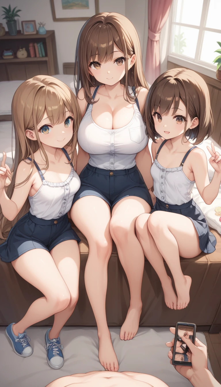 NSFW, ( 5 milf idol girls alongside ), magazine cover, multiple girls, 18-years old, Looking afar, white background, simple background, (Separate super sentai leotard:1.4), bared chest, (Big breasts), Black hair, Blonde hair, Beige hair, (glad:1.3), ( Tuck Up Sportswear:1.7 ),(thong panty:1.7 ), Open cloth ,Even before shooting,(