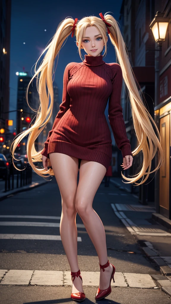 1 girl in, 19 years old, Alone, Long hair, Colossal breasts, looking at viewer, blonde hair, Bare shoulders, brown eyes, jewelry, full body, a necklace, off the shoulders, Sweaters, realistic, Sexy one, shading