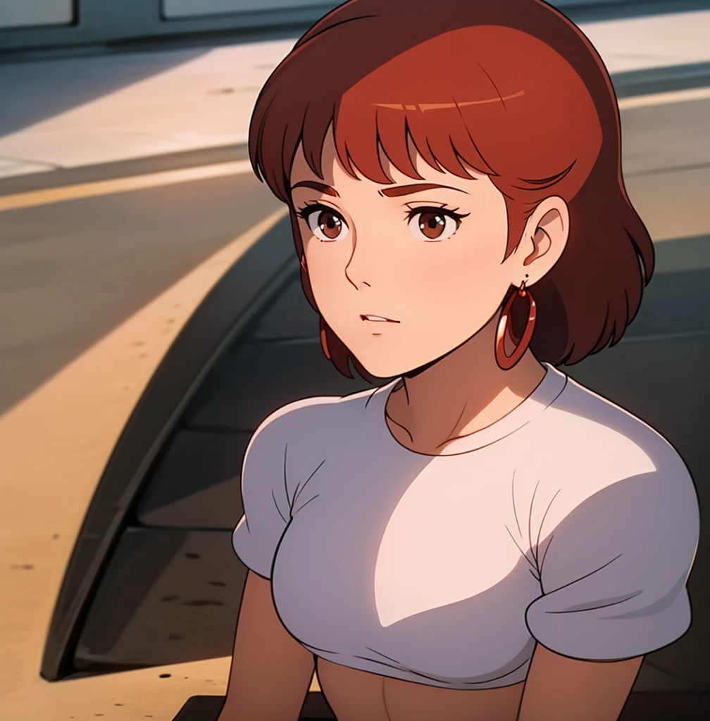(masterpiece, best quality), 1girl,  Rich Brunette Tapered Sides with Messy Top, flat chest, <lora:EPTakeuchiNaokoStyle:0.8> EPTakeuchiNaokoStyle, 1990s \(style\), anime screencap, retro artstyle, anime coloring, traditional media