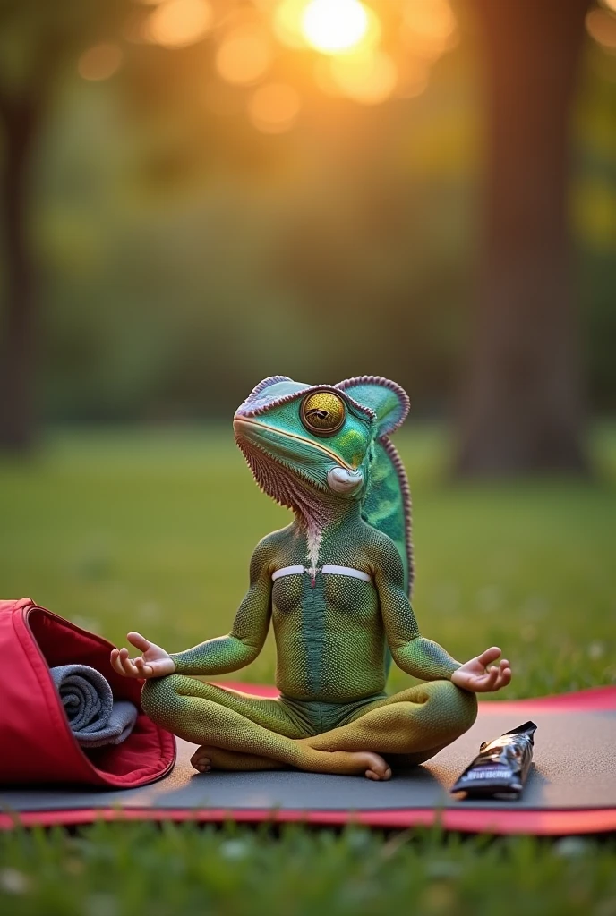 The lizard is sitting with folded hands and is praying