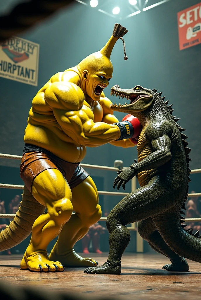 sozinho, macho, alligator, focinho longo, dentes afiados, Presas, rosto grosso, Face larga, ombros largos, musculoso, polir, forte, alto, gigante, Massive, enorme, gigantesco, Big biceps, Pecs grandes, Corpo verde, pele verde, olhos amarelos, chubby, big belly , Virilha detalhada, massive bulge, por darkgem, por Mystikfox61, por chunie, por vader-san, Olhando para o Viewer, sombrio, Dramatic, arena , wrestling venue, grandstand, traje espacial azul, uniforme, wrestling
