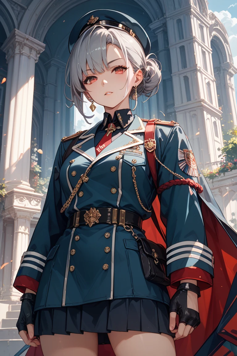 masterpiece, best quality, <lora:elie-nvwls-v2-zero:0.8> elie macdowell, green eyes, hairband, blue ascot, hair ribbon, long sleeves, belt, pantyhose, <lora:wlpstyl-000009:1>, cowboy shot, looking at viewer