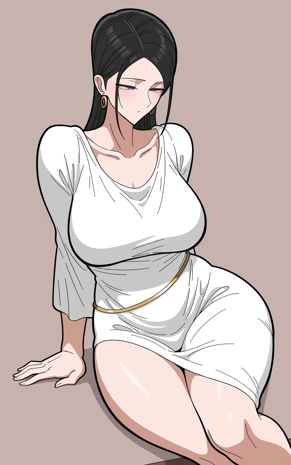 colossal Thighs, gigantic thighs, very huge thighs, very big thighs))), Bob cut bangs hair, young girl, standing, front pose, naked, nude, platform heels, happy, moan, open mouth, asían, slanted eyes, black hair, skinny body,