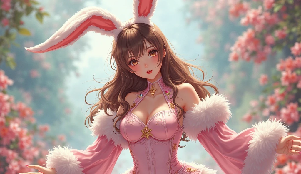 Masterpiece, Highest quality, Detailed face, CharacterDesignSheet,perfectly proportions,full bodyesbian,Full of details, Multiple poses and expressions, Highly detailed, beautiful goddess woman,Wear a bunny outfit,Star decoration,Lace,lacepantyhose, High Balance,Natural light