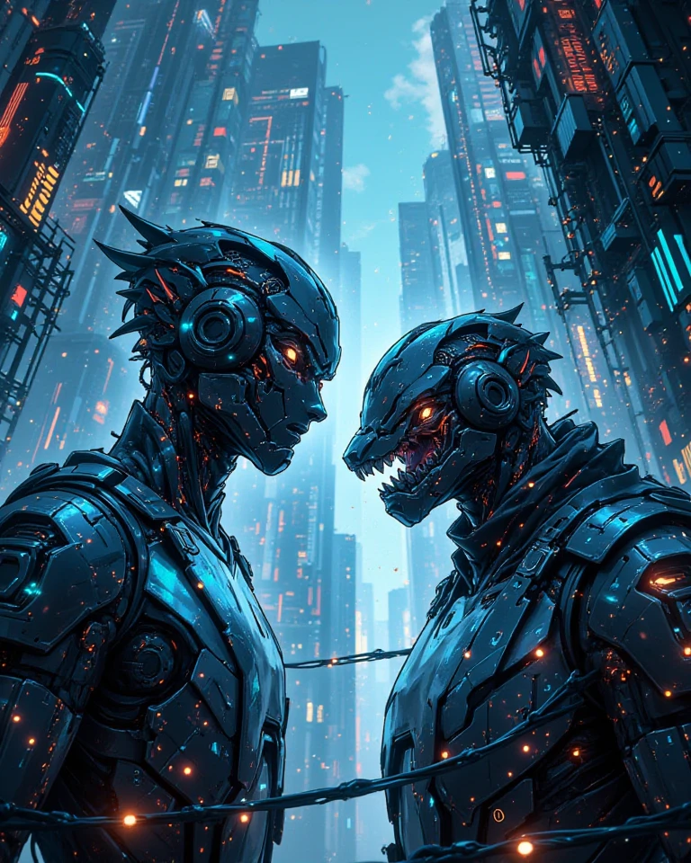 2 futuristic digital cell phones fighting