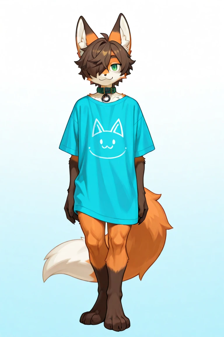 solo person，shaggy male，Felidae，orange cat，Sky blue short sleeves,Black  shorts，Pink pupils