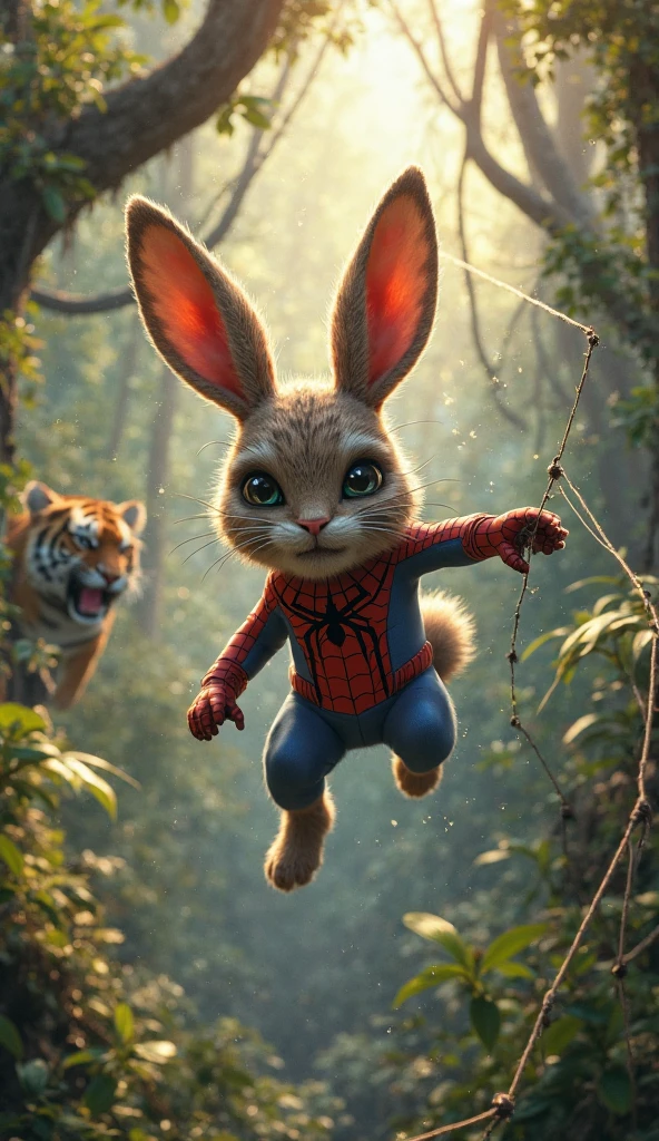 Spider man girl road and Rabbit