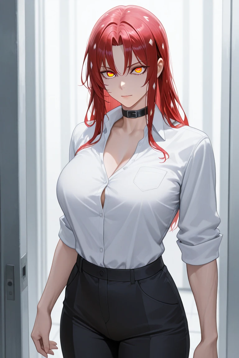 (realistic,photorealistic,photo-realistic:1.37),beautiful detailed eyes,beautiful detailed lips,extremely detailed eyes and face,Blurred motion, streaks of light, surreal, dreamy, ghosting effect, highly detailed, fullbody shot, best quality,woman, 20 years old, asymmetrical bangs, Topless, (Exquisite business suit:1.8), glow red neon hair, necklace pendant between breasts, big breasts, Glowing eyes, (red devil horns:1.5), awardwinning, amazing details,eye shadow,Eyeliner,(bandage on the head,bandage,Bandage covering one eye:1.3),,Devil smile,devil tail,Devil's aura,Corner perforation,Hanging ornaments,QOS tattoo on breasts