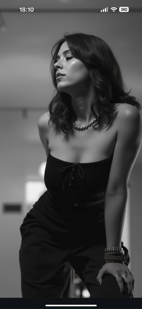 Best quality, masterpiece, ultra high res, (photorealistic:1.5), raw photo, 1girl, offshoulder, in the dark, deep shadow, low key, cold light, sexy look, short hair