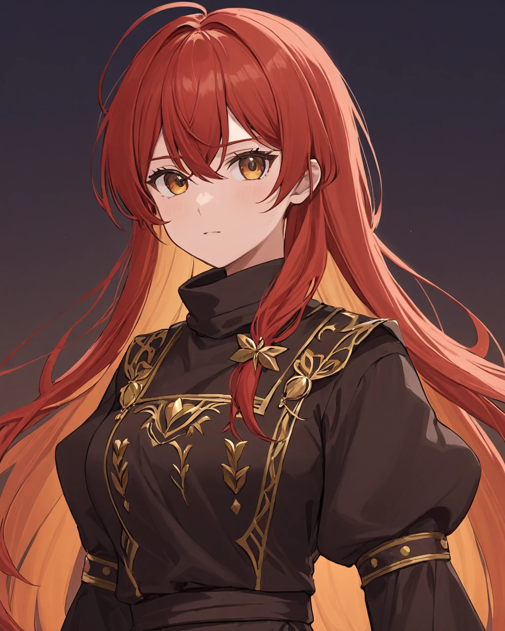 Red haired in ponytail while body of goddess of war