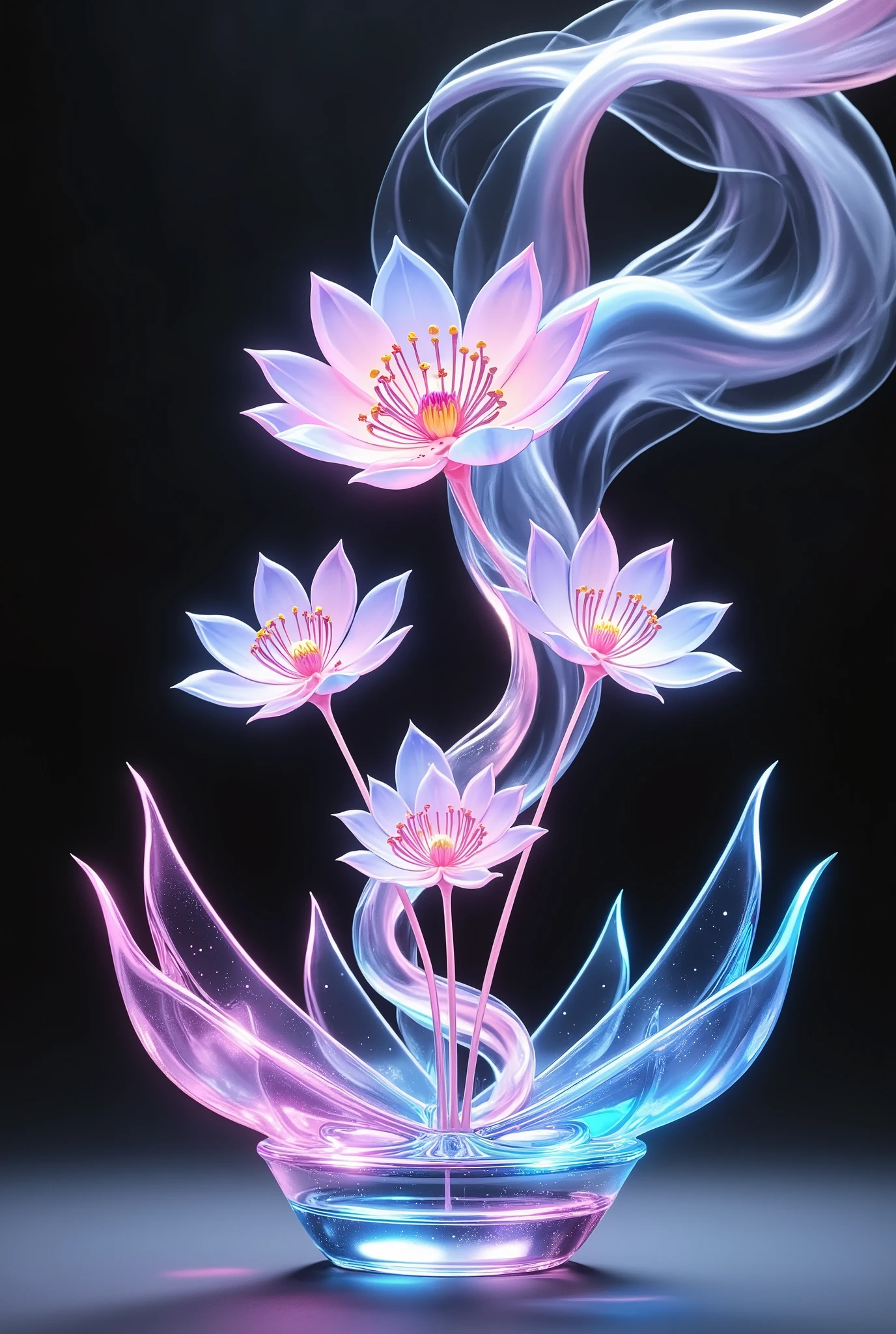 glass, 半透明のクリスタルglass製品, Shining cherry blossoms, glassの桜の盆栽, Miniature Art, Superior quality, 4k, Super Fine, Realistic As Pictured, professional, Bokeh, vibrant colors, Physically Based Rendering, extreme details, glassの桜の盆栽, beautiful cherry blossoms, 光り輝くglass, Miniature Art, クリスタルglass製品, Elegant Composition, delicate texture, Fantastic Atmosphere.