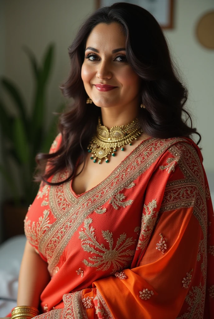 50yo mature MILF Anushka Shetty,((best quality)), ((masterpiece)), ((realistic)), sweat, alluring figure,  bulging figure, thick charming lady, curvy, thick navel, full figured woman, eye kajal, massive breast, full body, styled hair, pierced eyes, female face, kurta pyjama ,trend on artstation , sharp focus, studio photo, intricate detail, very detailed, detailed eye, illustration, very detailed, sharp focus, digital render, professional, 4k