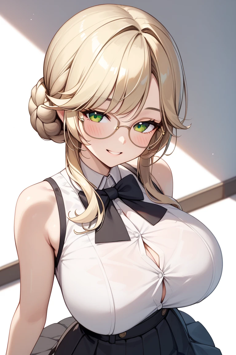 Chica hermosa cabello blanco, grandes tetas, blanca con lentes, High resolution quality, utra detallado