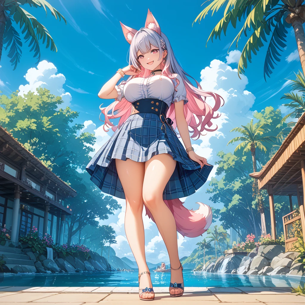 female model in front of a castle and mountain landscape holding onto a balcony railing, lewd face, a girl with a cat ears and a bow, female furry mini cute style, a drawing of a debauchery priest many cultist of aphrodite, pudica pose gesture, small cute outline, cell shaded adult animation, sketchy artstyle, holo is a wolf girl, fursona furry art commission, oc commission, lineart, fursona commission, cute!! chibi!!! catgirl, anime catgirl, fox from league of legends chibi, commission for high res, cute anime catgirl, clean anime outlines, full body zenkai! asuka suit, gesture drawn, holding a pudica pose, body pose!, full body drawing, realistic body proportions, full character body, full body concept, full body; front view, female full body, realistic proportions!!, entire body