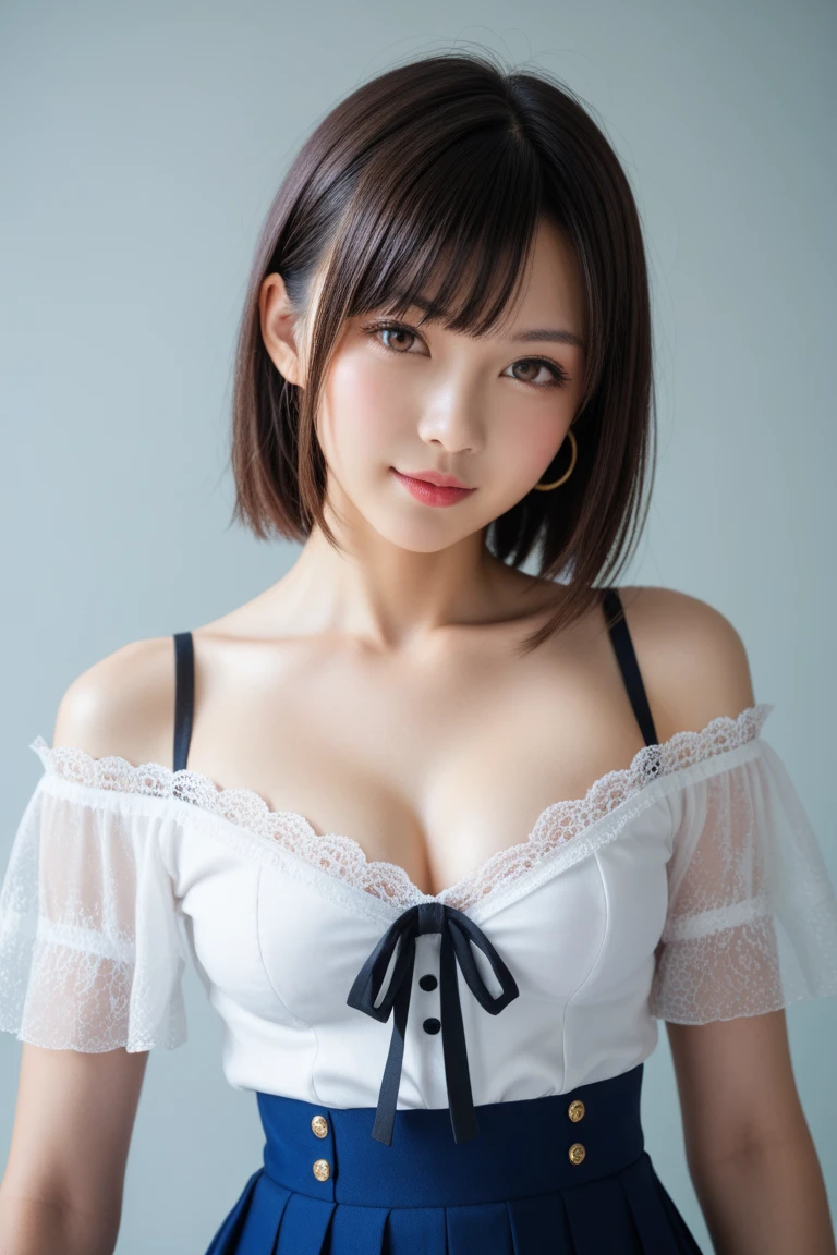 (8k, RAW photo, best quality, masterpiece:1.2), ultra detailed, ultra high res, high-resolution,(realistic, photo realistic:1.4),depth of field, realistic shadow, caustics, natural shading, photon mapping, fine-textured, perfectly focused,
BREAK
cinematic lighting, soft lighting, HDR, SIGMA 24 mm F/2.8, ISO 400, 1/125 sec shutter,an extremely delicate and beautiful, extremely detailed, 8k wallpaper, Amazing, finely detail, huge file size, extremely detailed CG, unity 8k wallpaper, official art, perfect artwork, production art,
BREAK
((Beautiful detailed eyes, Natural Color Lip, Soft white skin that shines with every detail, 18 years old)), 1 girl, solo, blush, full breasts,
BREAK
short hair, rainbow hair, fluffy bob cut,
BREAK
eyebrows visible through hair, open mouth, smile,
BREAK
(Sweet Lolita:1.5), red bow,
BREAK
looking at viewer,
BREAK
full body