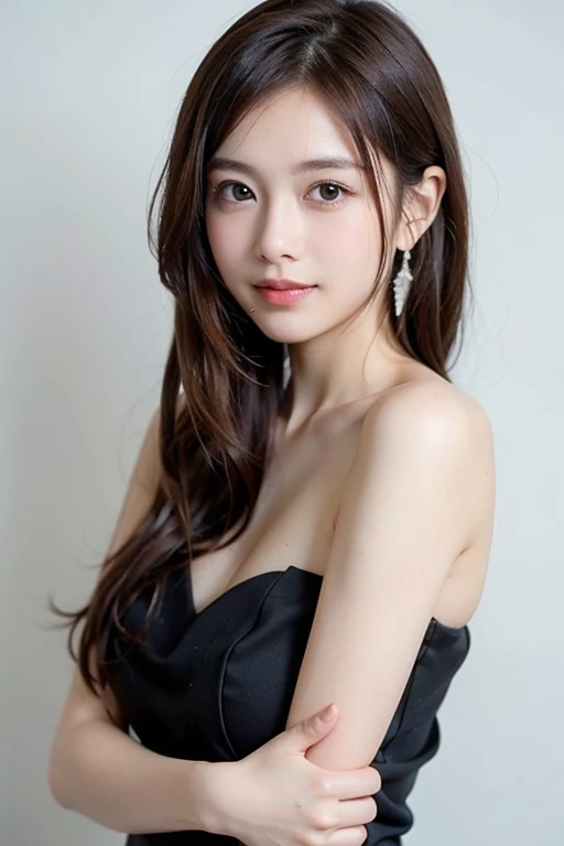 Lightly reddish,smile,Detailed pupil,Cowboy Shot, , ( ,), View your viewers,Beautiful woman,(Skin dents:1.2), Shiny skin, highest quality, Ultra-high resolution, (Realistic:1.4),