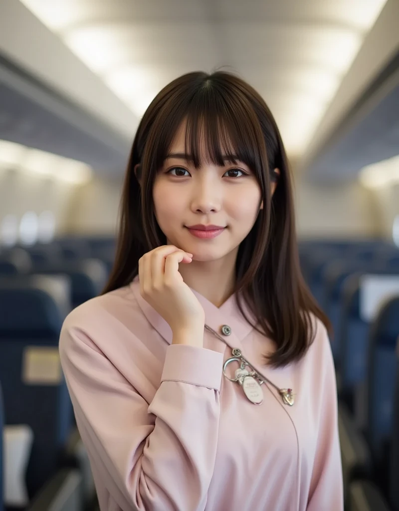 ((of the highest quality, 8K, masutepiece: 1.3, Raw photo)), Sharp Focus: 1.2, (1 AESPA Girl :1.1), Solo, (Realistic, Photorealistic: 1.37), (Face Focus: 1.1), Cute face, hyperdetailed face, Short messy hair, Small Smile, Small breasts, flat chest, (flight attendant uniform: 1.1), sitting, Thigh, (airport, terminal: 1.2), flower, show the white panty, nsfw, inverted nipples,
