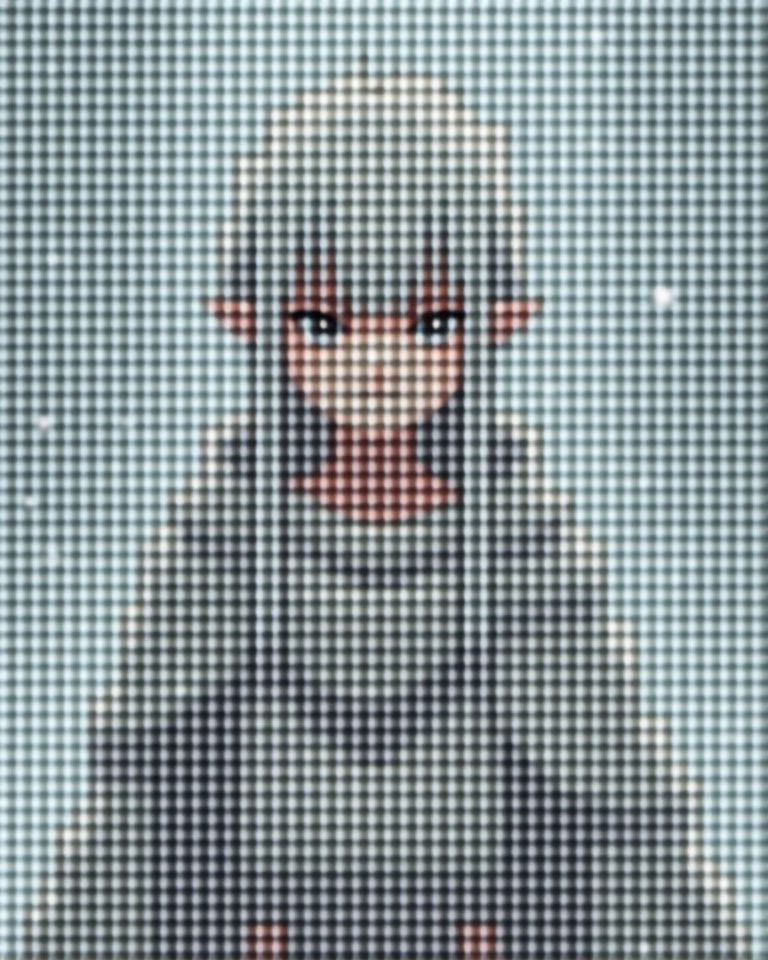 upper body in bedroom, pale skin with longsleeves cleavage white soft dress,large breasts, masterpiece <lora:pixelatedv2:1.3>
