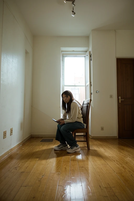 Person sitting on the ground in a room