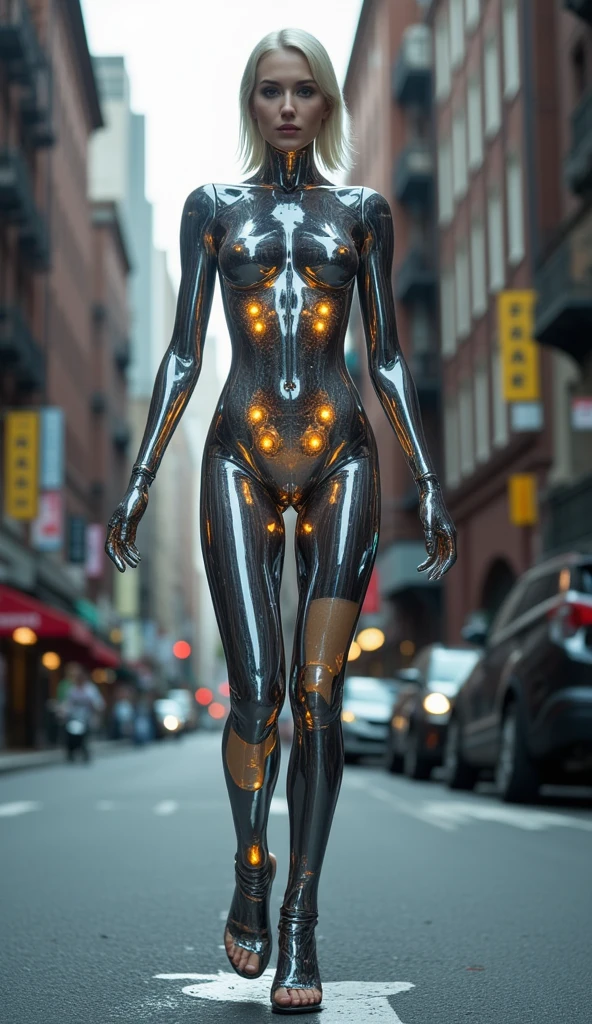 a female indonesian supermodel walking, (naked), (liquid metal hands:1.3), (liquid metal body), (liquid metal skin:1.0), long straight hair, hair bangs, upper body, serious face, (fireball), (cinematic lighting:1.2), los angeles, detailed environment, detailed face, (photorealistic:1.0)