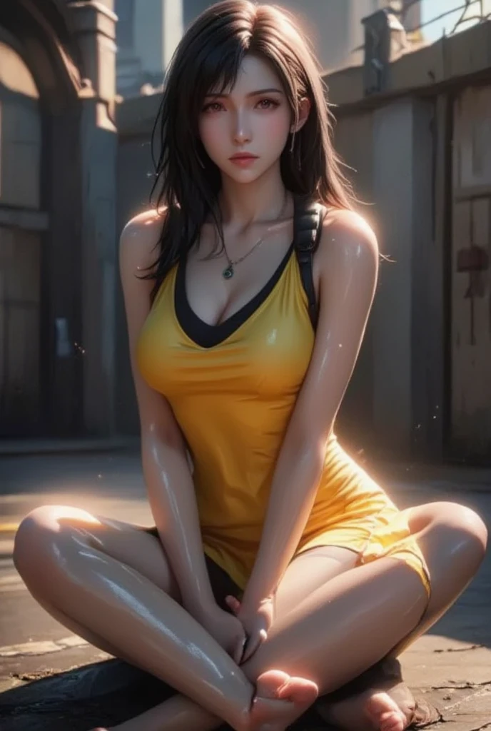 (((完美figure,figure,xuer martial arts,Orange navy suit,Orange navy top,Orange navy shorts ,(((shihouin yoruichi,Golden pupil,1girl,dark-skinned female,solo,ponytail,long purple hair ))),(((wide hips))),S型figure:1.7))),((masterpiece)),high resolution, ((Best quality at best)),masterpiece,quality,Best quality,((( Exquisite facial features,looking at the audience,There is light in the eyes,lol,confidence))),(((Light and shadow interlace,huge ))),(((looking into camera,fighting stance)))