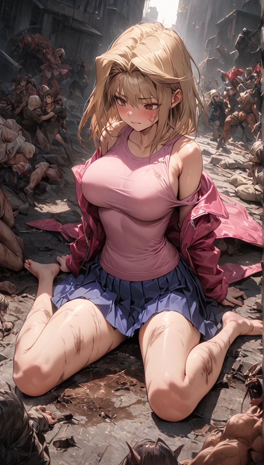 hand drawn art, conceptual art, Detailed sketch, sketch, Manga art style、Edgy lines, Perfect Face, (High resolution), (Best Shadow), 8k, cinematic, (Realistic:1.4),dramatic, attractive,(((The perfect perspective)))、(((Perfect Scale)))、Natural light、 (((((Perfect Anatomy)))))、(((((Anatomically correct hand,)))))、(((((Anatomically correct legs,)))))、 ((((Crouching pose with hands behind head and legs apart)))))、(((((Pose with arms folded behind the head)))))、(((((barefoot)))))、(((((Correct finger placement using abdominal gluteal incision))))), (Pure white skin:1.1), Muscular and voluptuous body,(((Realistic big breasts)))、BIG ASS、Wide hip、Full body image、Drenched in sweat、(((A brand new plain white tank top that was See through from sweat、tight,See through,transparent)))、(((((Plain white high leg panties transparent with sweat、Very simple、tight,See through,transparent)))))、((((dark blonde))))、(((Blue eyes)))、(((An innocent look of victory)))、((((The innocent smile of victory))))、((Abandoned old cemetery in Japan、Building Weathered))、 (((((The gravestone is unsigned、Very simple、Very Old))))),(((((Japanese Tomb)))))、(((soil))), (sunny:1.4), ((((Wide, Midsummer blue sky、Shining Sun、Large cumulonimbus clouds))))、(((Hard erect large nipples)))、(((attractive big areola)))、(((16 years old)))、(((look up)))、(((((White sneakers,new))))、(((((Bare skin only、thigh)))))、(((((Bare skin only、thigh)))))、(((In the Midsummer Forest)))(((((Don'Nothing on my back)))))、(((((Without skirt、transparent))))、(((((Without skirt、transparent))))、((((Hide the cloth behind your back,transparent))))、((((Draw the knee))))、((((Don'Nothing on the thighs、transparent)))),((((Show off your thighs))))