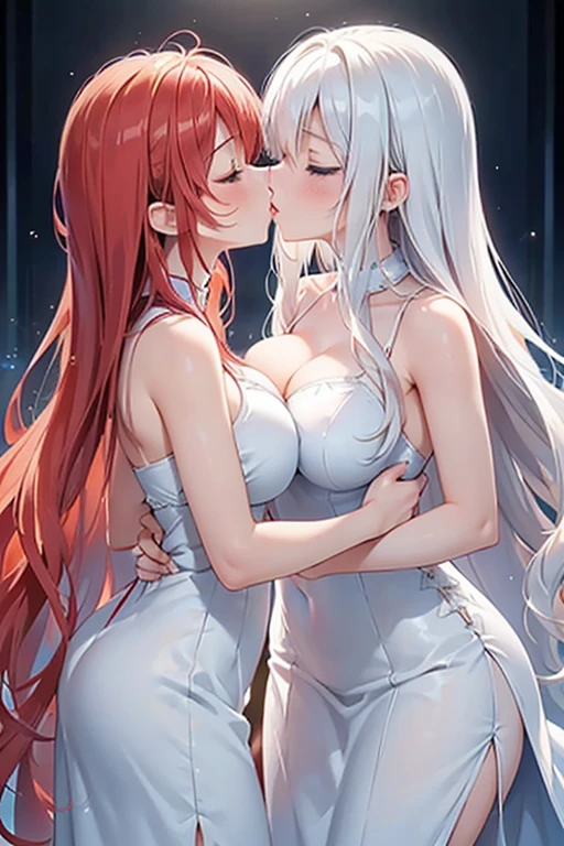 (masterpiece),(Highest quality:1.1),(Very detailed),Best illustrations, (1 Girl:1.3)、(Two women hugging each other)、Trettamail、expensive、((nude、Beautiful breasts、Beautiful areola))、((Yuri、Lesbian、Genital licking、Sex))、((Nice ass, lily, fr○m side, sexual intercourse, sextus))、Open-air bath((Redhead、Ahoge、blue eyeiorine Rembrandt, Small breasts、Asticasia , Expressions of embarrassment、alone, Long Hair, Grey Eyes, Gray Hair, Ahoge, bangs, Hair between the eyes
