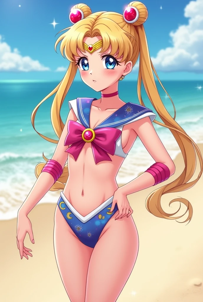 Small breasts、Full body view、Chibiusa、Sailor Moon（Chibiusa）Flat chest、Spread your legs、Small breasts、Full body view、Chibiusa、Sailor Moon（Chibiusa）Flat chest、Spread your legs、micro bikini,non nude、smile、Raise one leg,very cute,muscle、big eye,tear、high kick,high quality, high heels,