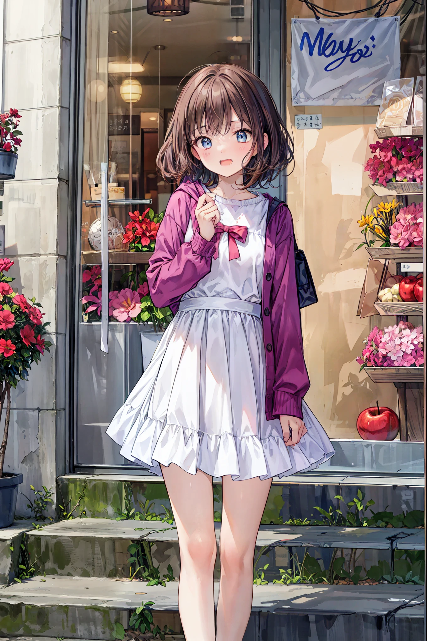 ((( Emotional Explosion )))、(((Screaming girl)))、high resolution raw color photo , Professional Shooting, (((Bokeh))), written depth of the border, Many apples have fallen from the sky 、camisole、短いhair、chest, hair,shortcuts,左目の乱れたhair,短い編み込みのhair, Neat , Slender beautiful woman, correct posture,small breasts,Beautiful Legs,your enchanting gray-blue eyes shine like stars,dull eyes,bright color,Beautiful Eyes,A delicate smile,textured skin,Best Quality, A Parody of a Gentle and Beautiful Woman ,ANIME STYLE、