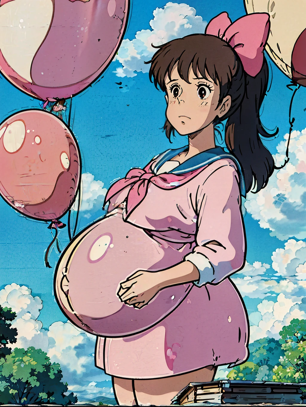 Wavy Hair Bow, s pretty girl,Big Baby Bump pregnant, pregnant,wear clear pink of ultra-clear latex sailor ribbons on the collar , "Super Real Top Quality Best Picture Quality "),("Super insanely transparent colorless transparent color of super transparent latex sailor costume transcendental insanely cute face of bright brown twin tail schoolgirl gal"), Big , nipple, cum, Big Black Balloons,s girl, Big pregnant Belly, Big Pregnant girl, Largest Belly of Pregnant, Huge Pregnancy, background bar ,Huge 9 months Pregnancy Belly,huge belly expansion, huge belly girl,sexy lingerie,big breasts