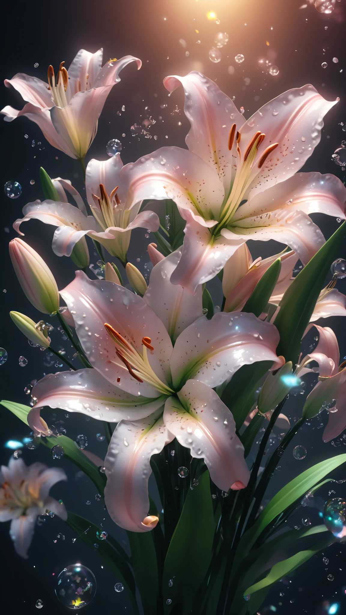 same style as the sample Delicate and Beautiful Lilies High Resolution, accurate, has won numerous awards, high definition model, 高quality, ultra high definition, very detailed, quality, 高いDetails, Details, 最高quality, Shining Sparkling Lilies Gold Award Winner Gold Award Winner 最高quality 最高quality