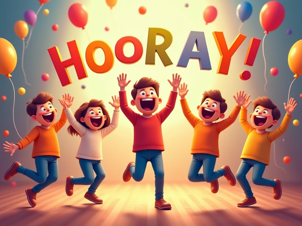Create a cute celebration, yellow background