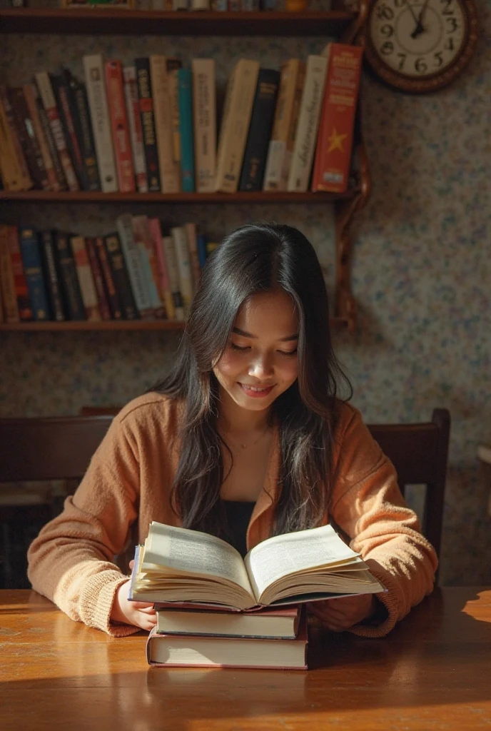 Beautiful girl reading a book