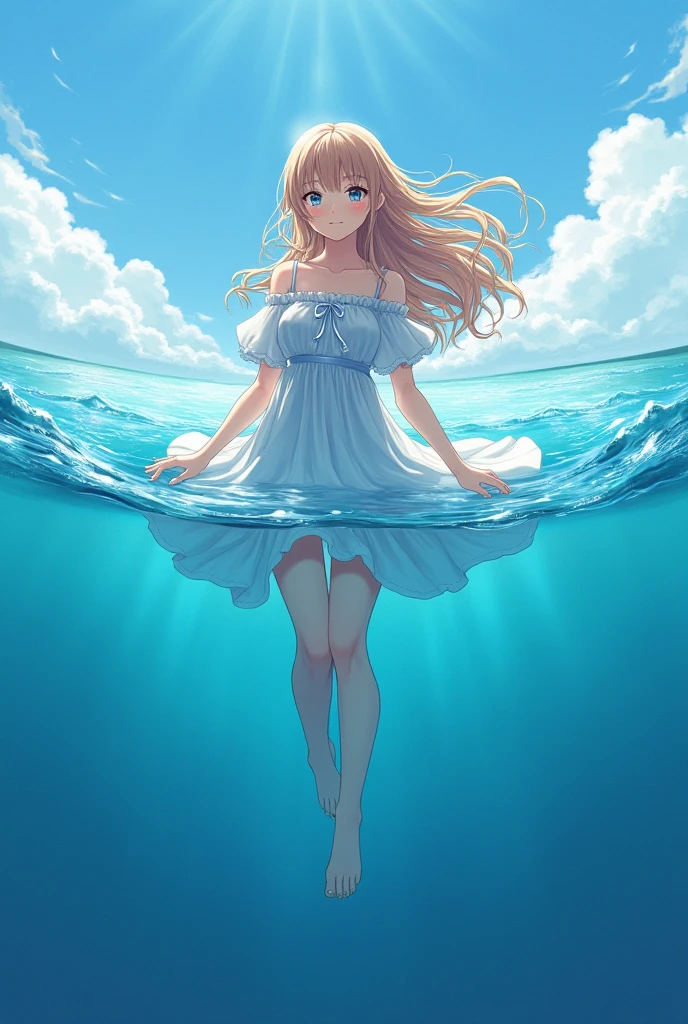 {worst quality, low quality}, anime style, super fine illustration, highly detailed, dynamic angle, beautiful detailed, 8k, On a summer day, at the sea, a woman is driving a personal water craft at high speed. Due to the speed, both the personal water craft and the woman are blurred, BREAK and water splashes dynamically. She has a very joyful expression, (perfect hand:1.2), from below, low angle shot, masterpiece,