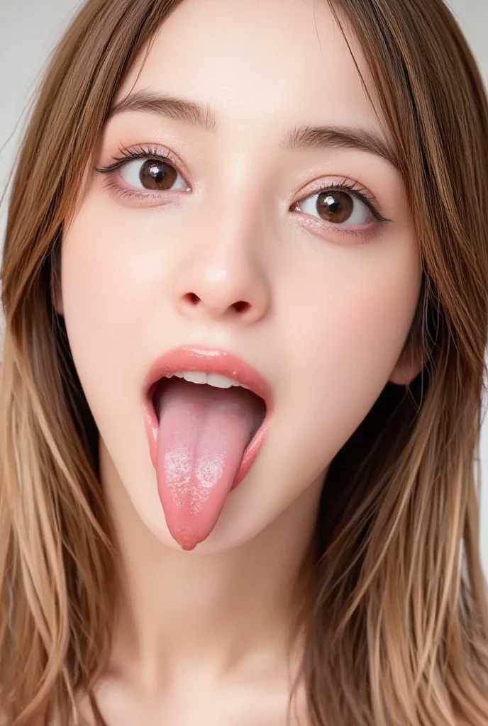 超High resolution, Textured skin, Attention to detail((Highest quality)),(超High resolution),(Very detailed),(Detailed Description),((The best CG)),(masterpiece),Very detailedなアート、(Highest quality、8k、32K、masterpiece)、(Realistic)、(Realistic:1.2)、(High resolution)、Very detailed, (Close-up face:1.6), Very beautiful face and eyes, Big eyes, 1 female、Tight waist、Delicate body、(Highest quality、Attention to detail、Rich skin detail)、(Highest quality、8k、Oil paints:1.2)、Very detailed、(Realistic、Realistic:1.37)、Bright colors、(Casual Fashion:1.3)Glare, Frowning, Juru, Frowning, Ahegao,(Long Tongue, Verbal invitation), Textured skin,Beautiful Japanese Woman,((Shortcuts)),