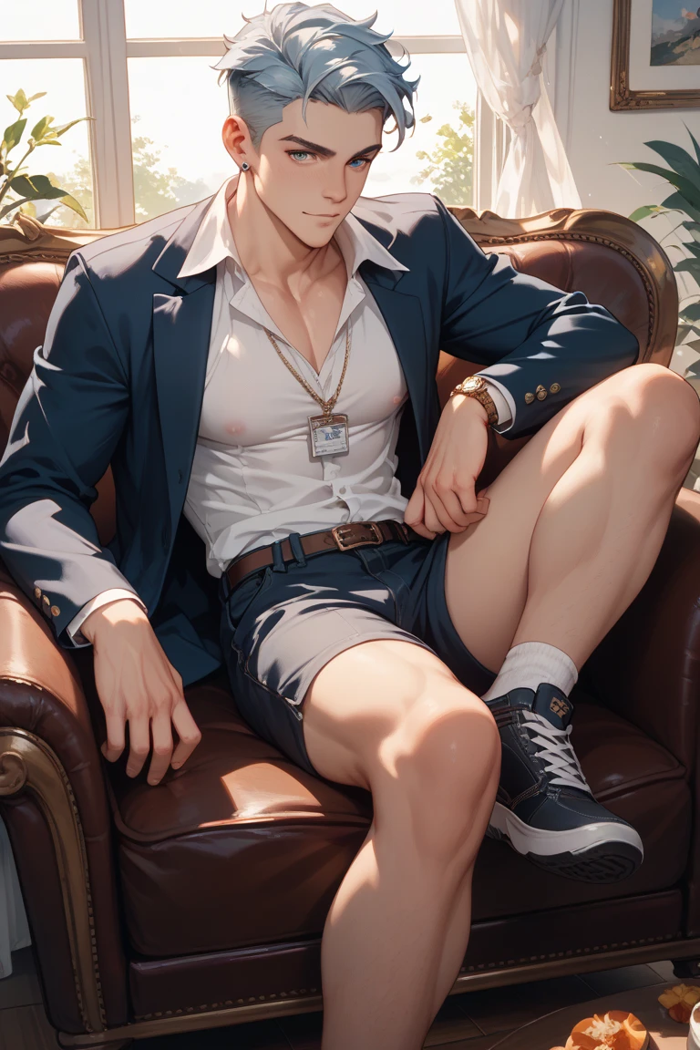The male underparts are exposed with huge no pants