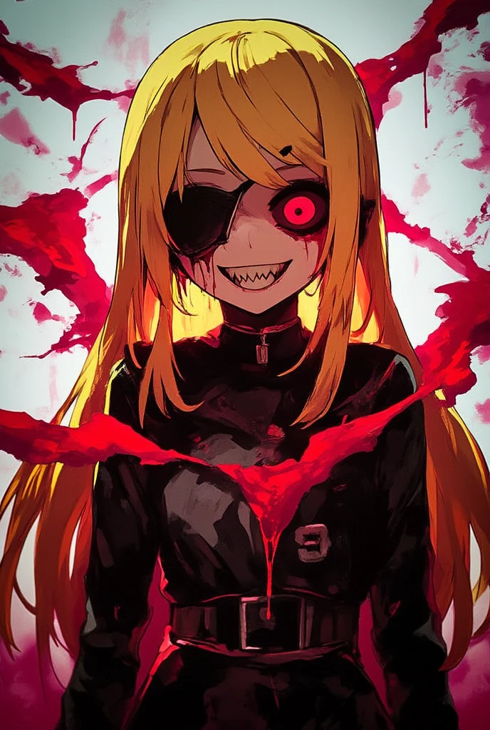 <lora:gravemudart:1>, gravemudart, simple background, horror \(theme\), demon-like head, scary face, strange, creepy, 1girl, blonde hair, blue eyes, blush, boots, brown boots, closed mouth, eyebrows visible through hair, garden, hairband, highres, looking at viewer, short hair, smile, solo, white legwear
