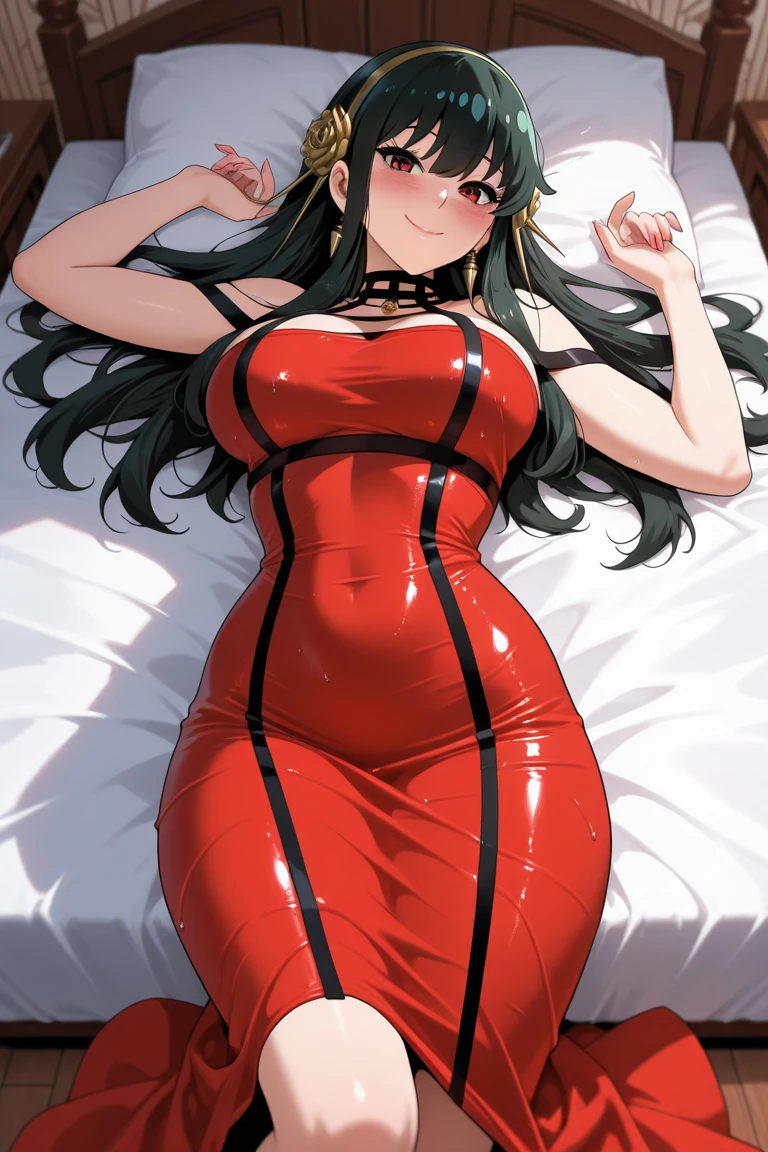 Highest quality,Highest Resolution,A woman in a seductive high-leg leotard,Mouth open, tears and saliva flowing,Dimly lit Western-style room at night,On the bed,Glasses,