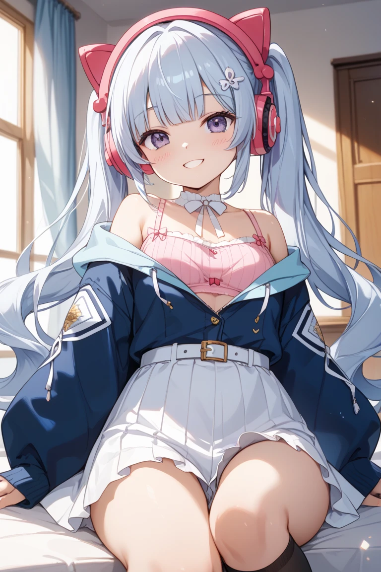 nsfw,((shifty, cat ear headphones blue shirt sailor collar white skirt wrist cuffs socks sneakers,)),((solo girl)),((Perfect body,))((Super beautiful,))((High quality,)), (sweaty,) (wet all over,) blush, steam,((big breast)),(shyly smile),((Lift up the hem of her skirt to show off her crotch,Pleated skirts that are too short and expose underwear,))pov, Looking at Viewer,cowboy shot,(lovehotel room),bukkake,cum on fullbody,
