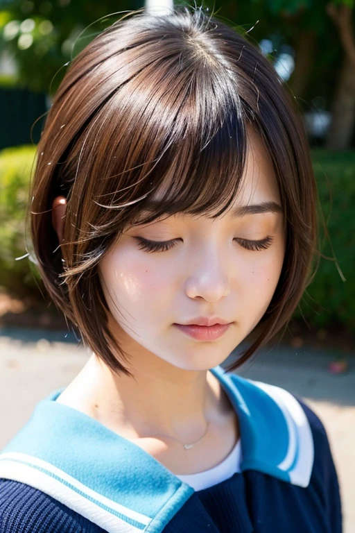 超A high resolution, realistic, ultra-detailliert, 8K,top-quality, Extremely detailed, Detailed background,in 8K、life-like、((1 persons))、 (Japan Beautiful Girl, Pure and innocent，kawaii, years) ，A slender,very beautiful japanese girl、being hit in the shower、Detailed face:1.3, (Boyish short-haired :1.4), (a baawaii系,cute), (Perfect body:1.1), posterior view、To be able to see the whole body，white t-shirts、turned around、bare shoulders​、wetting hair、wetted skin、water dripping、pov from down、and draw the full body,Red face、suprised，
