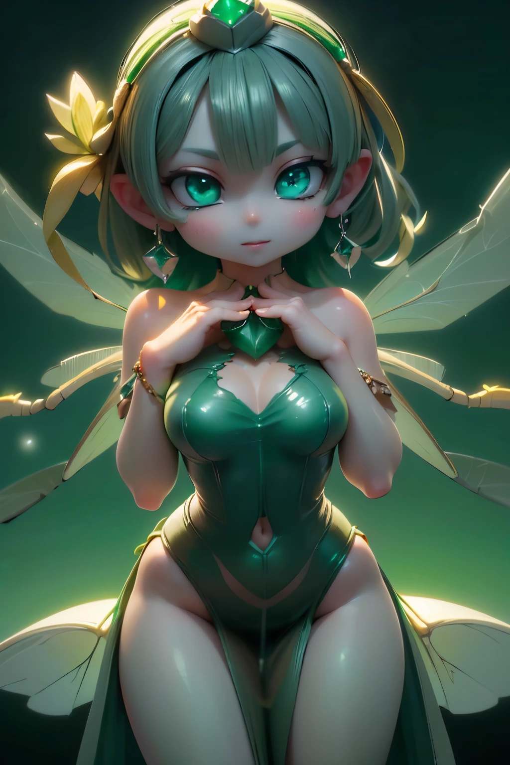 girl from an ancient civilization,1girl,monstergirl,
((((green body, green face, completely green skin, completely see-through body and skin,translucent skin,)))),(large breasts:1.4),saggy breasts,((((green hair)))),(((green_eyes:1.3))),intricate eyes,beautiful detailed eyes,symmetrical eyes,big eyes:1.5,(((lustrous skin:1.5,bright skin: 1.5,shiny skin,very shiny skin,shiny body))),(spider lower abdomen,narrow waist,wide hip,athletic body,inflated legs,thick thighs,(detailed face)),navel,nipples,god pussy,front pussy,uncensored,pussy,beautiful detailed lips,((huge dragonfly wings:1.2)),(((intricate wings))),
cute,slutty,sensual,seductive look,seductive,((erotic)),opulent,sumptuous,(((nsfw))),
(((nude,naked))),
dynamic pose,looking at viewer,embarrassed,centered,scale to fit dimensions,Rule of thirds,
((Fantastical Bridge Ancient:1.5, dark stone-built, Glowing blue:1.5)), Rune symbols, ((Starry sky, Unknown constellations)),( Night, Silence, Mystery), ((Dark tones in the background)),((broken earth,asteroid field:1.5)), (jagged dark rocks boulders and debris shooting into the air:1.3),Extraterrestrial scenery, dark asteroid belt, surrounded by several dark asteroids glowing with fiery auras, vast and mysterious universe, cosmic landscape, mysterious planet,scenery:1.25,((intricate scenery)),nothing, (black background, stars that do not shine, sense of space),
(Glossy Ancient ornaments),highres,sharp focus,(ultra detailed,extremely detailed),(photorealistic artwork:1.37),(extremely detailed CG unity 8k wallpaper),(((vibrant colors,vibrant theme))),(intricate),(masterpiece),(best quality),artistic photography,(photography taken by sldr),(intricate background),perfect rendered face,perfect face details,realistic face,photo realistic,((intricate detail)),(((realism))),