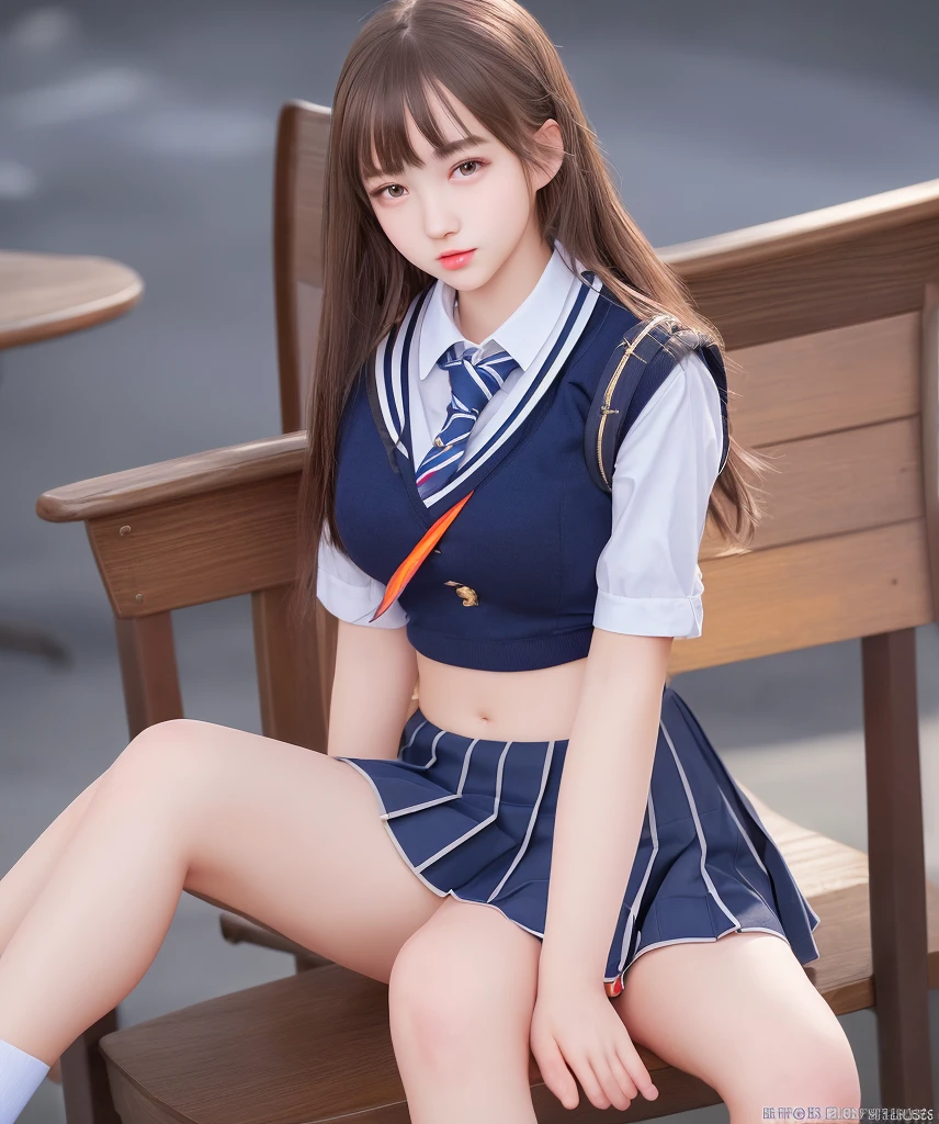 (original photo:1.2, Realism:1.4), Beautiful and delicate girl, Highly detailed dark eyes, a japanese lady, ridiculous, incredibly ridiculous,18 years old ,fashionable , (high resolution, Very detailed, best quality, on the table), healthy body, ((Japanese girls high school uniform)),spring , bruises,(perfect anatomy,Beautiful limbs), stairs at school、Quiet,Idol , Astonishing, (C cup:1.4, on the table, best quality,Gravure photography , )、There is light on the face, Cinema lighting, 1 girl in,Professional photography, ((artistic)), ((dynamic poses))), (perfect original legs、shiny thighs),