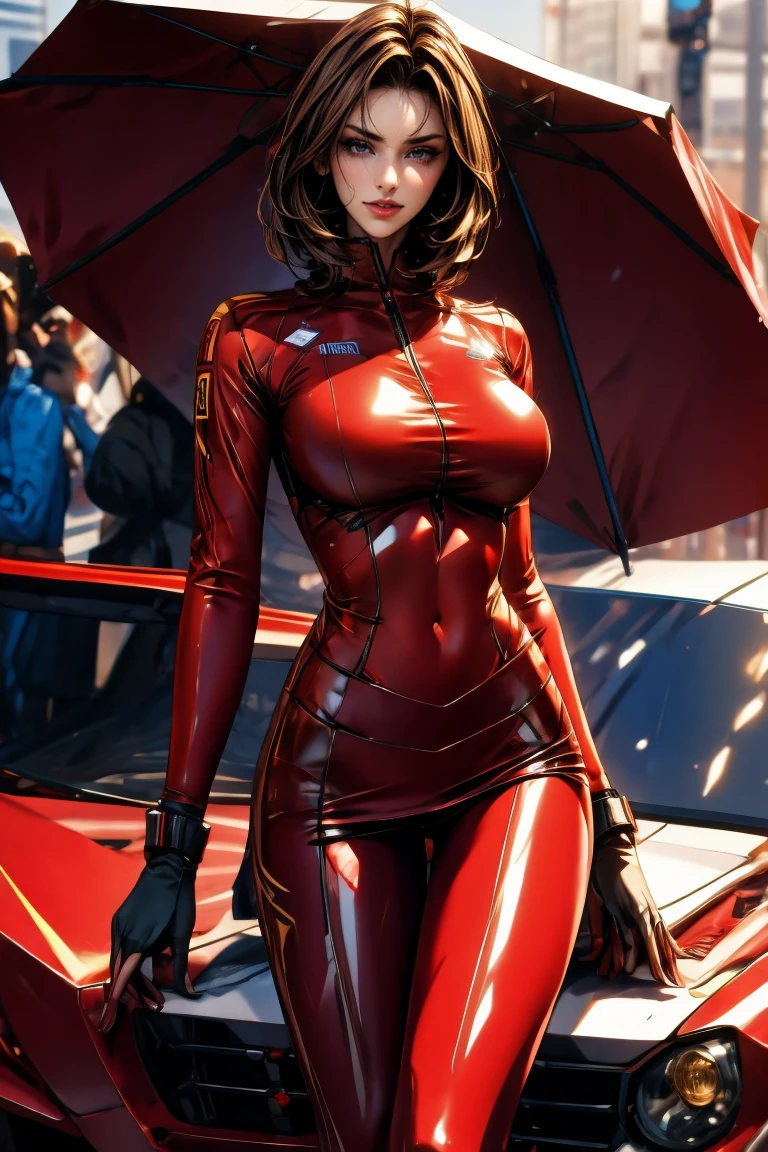 (best quality, 4k, highres, photorealistic), (concept art: 1.2), (bright colors: 1.1), (glowing effect: 1.1), (intense red: 1.2), (dynamic pose: 1.1), (powerful aura: 1.2), (fierce expression: 1.1), (sparkling eyes: 1.1), (flowing hair: 1.1), (ethereal beauty: 1.3), (background: cosmic scenery), (cosmic energy: 1.2), (vibrant stars: 1.1), (energy beams: 1.1), (futuristic technology: 1.2)
A beautiful woman with lined lips, wearing a red bodysuit that tightly hugs her muscular and toned skin. Her outfit covers her navel and is adorned with intricate makeup designs. She is the iconic Red Lantern, a superhero from the DC Comics universe with extraordinary powers.
This version of Red Lantern is a muscular and powerful female character, wearing an all-red uniform that accentuates her figure. Her bodysuit is fitted to her form, emphasizing her curves. The viewer's attention is drawn to her medium-sized breasts, which are beautifully detailed and add to her realism and overall aesthetic.
As she looks directly at the viewer, her captivating gaze is enhanced by the realism of her eyes, which sparkle with intensity. Her expression is fierce and determined, displaying her unwavering dedication to protecting the innocent.
The artwork is of the highest quality, with a resolution of 4K, showcasing every ultra-detailed aspect of the beautiful woman. The photorealistic style brings her to life, making her appear as if she could step off the canvas and into reality.
The artist has captured the essence of red Lantern's power and aura, with a vibrant and dynamic pose. Her body emanates a powerful and glowing green energy, forming a captivating cosmic scenery background. The starry night sky is filled with vibrant and vivid colors, giving the artwork an otherworldly feel.
The cosmic energy radiating from red Lantern is depicted through energy beams and futuristic technology surrounding her. The intensity of her power is further emphasized by the bright and glo