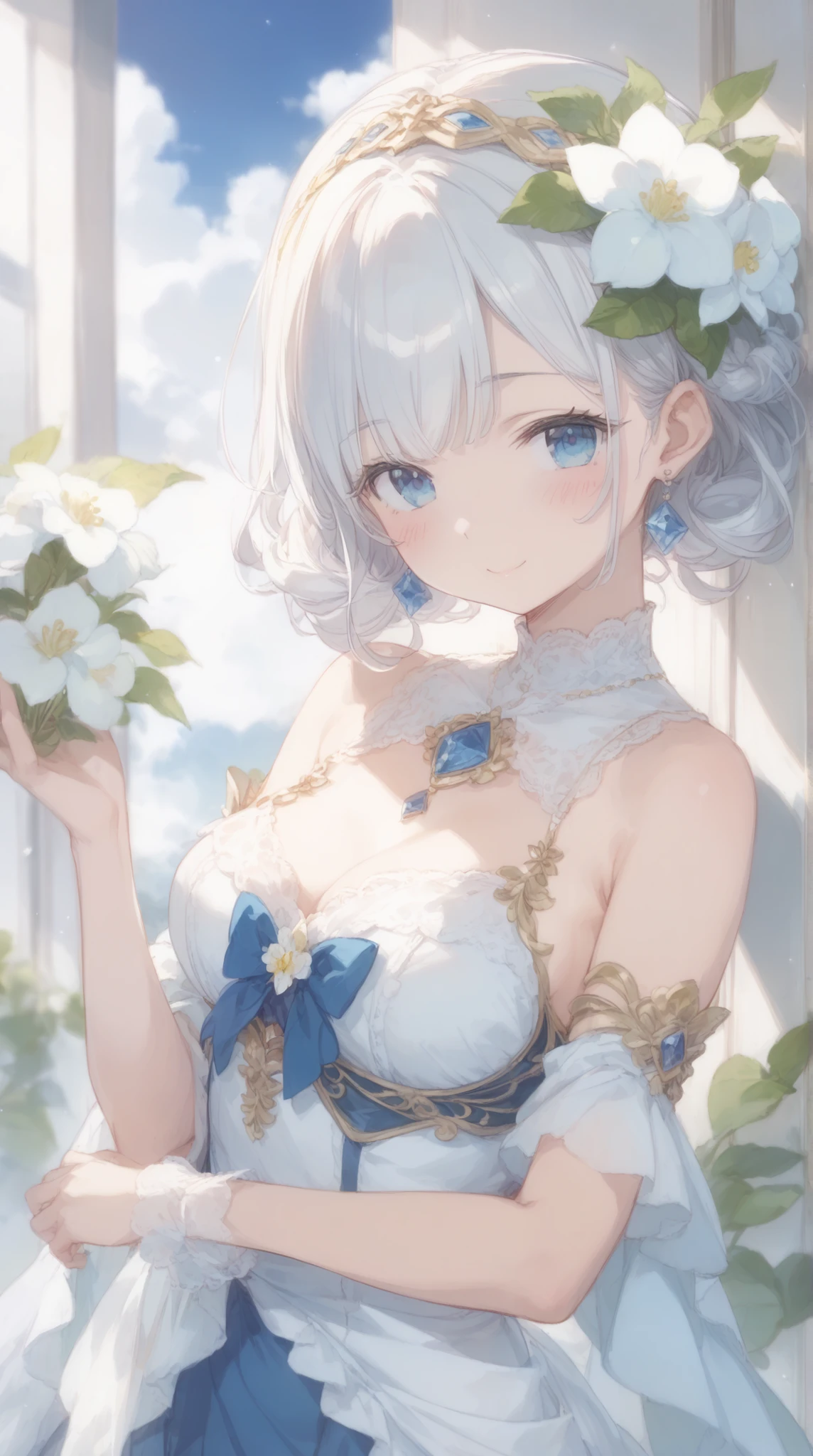 ((( simple configuration)))、(((The background is a white wall:1.2)))、one girl、Perfect Anatomy、絵のようにbeautiful、sketch、VERY DELICATE、Cloud-like wall、、 floral 、Delicate Description、 abstract、 Overall bright colors 、gentle color、Taisho Romance、(masterpiece、Best Quality、Best Quality、Official Art、beautiful, beautiful:1.2)、