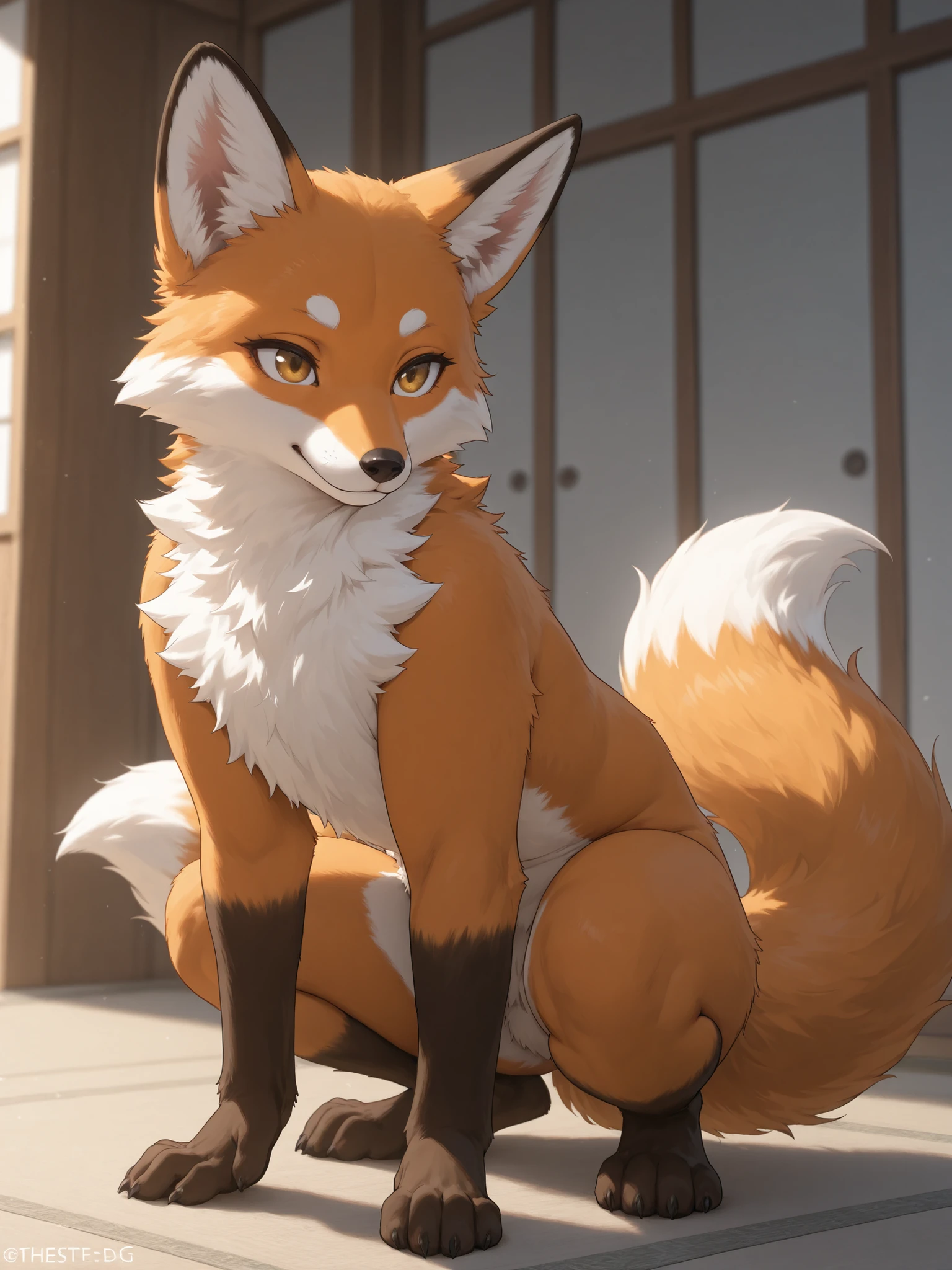 ((Best Quality)),( super high definition),(Super detailed),( detailed description ),((The best CG)),(masterpiece),fox, full body