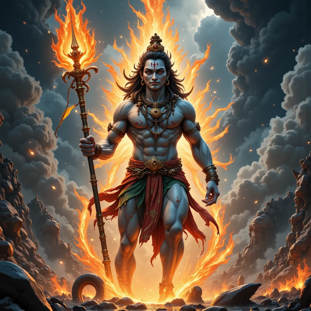 Lord Shankar full power red eye one gun in lord Shankar in hand