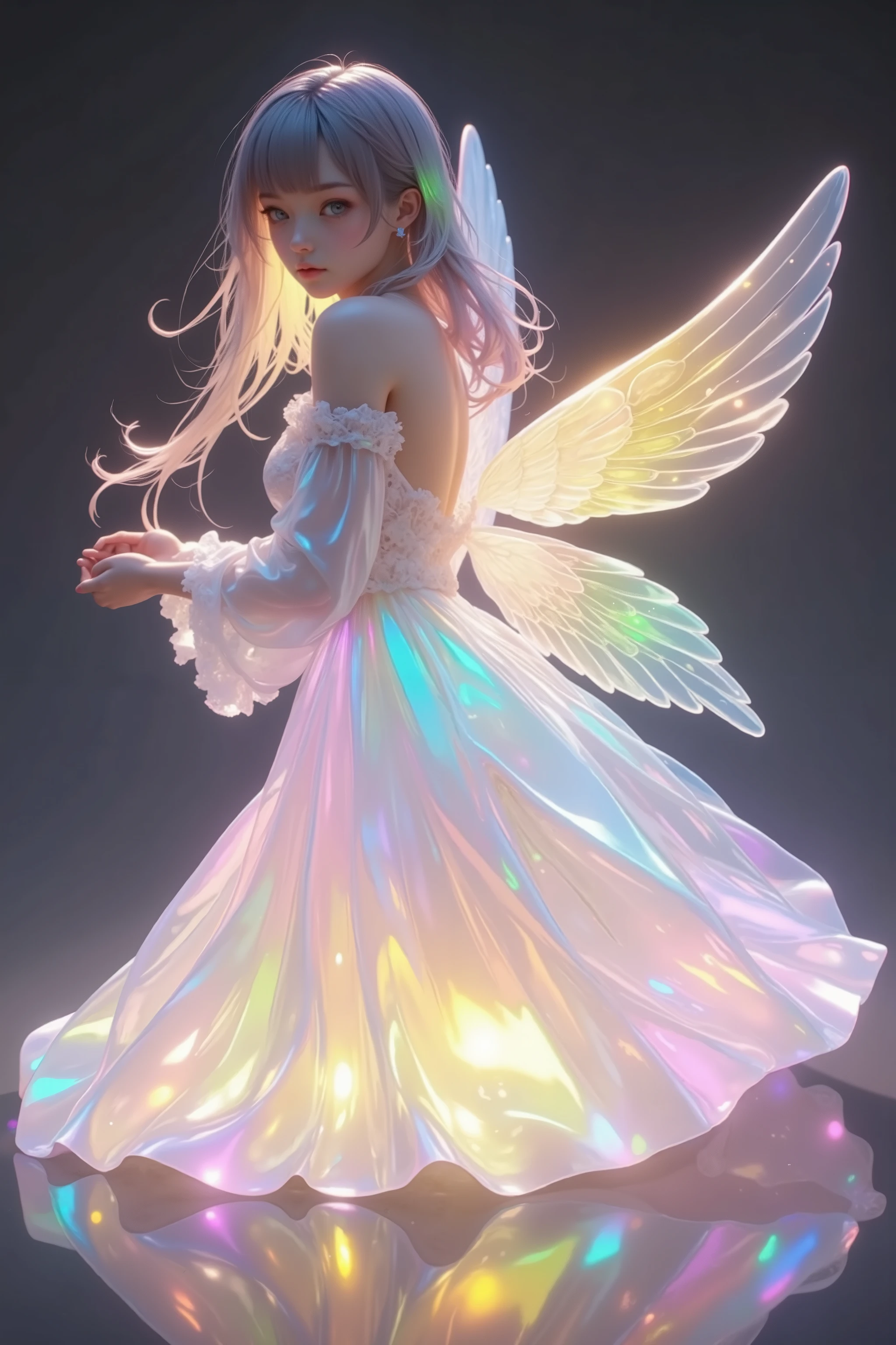 Angel wings made of glass、Light shines、cute design、Half luminescence、A work that makes me feel relieved