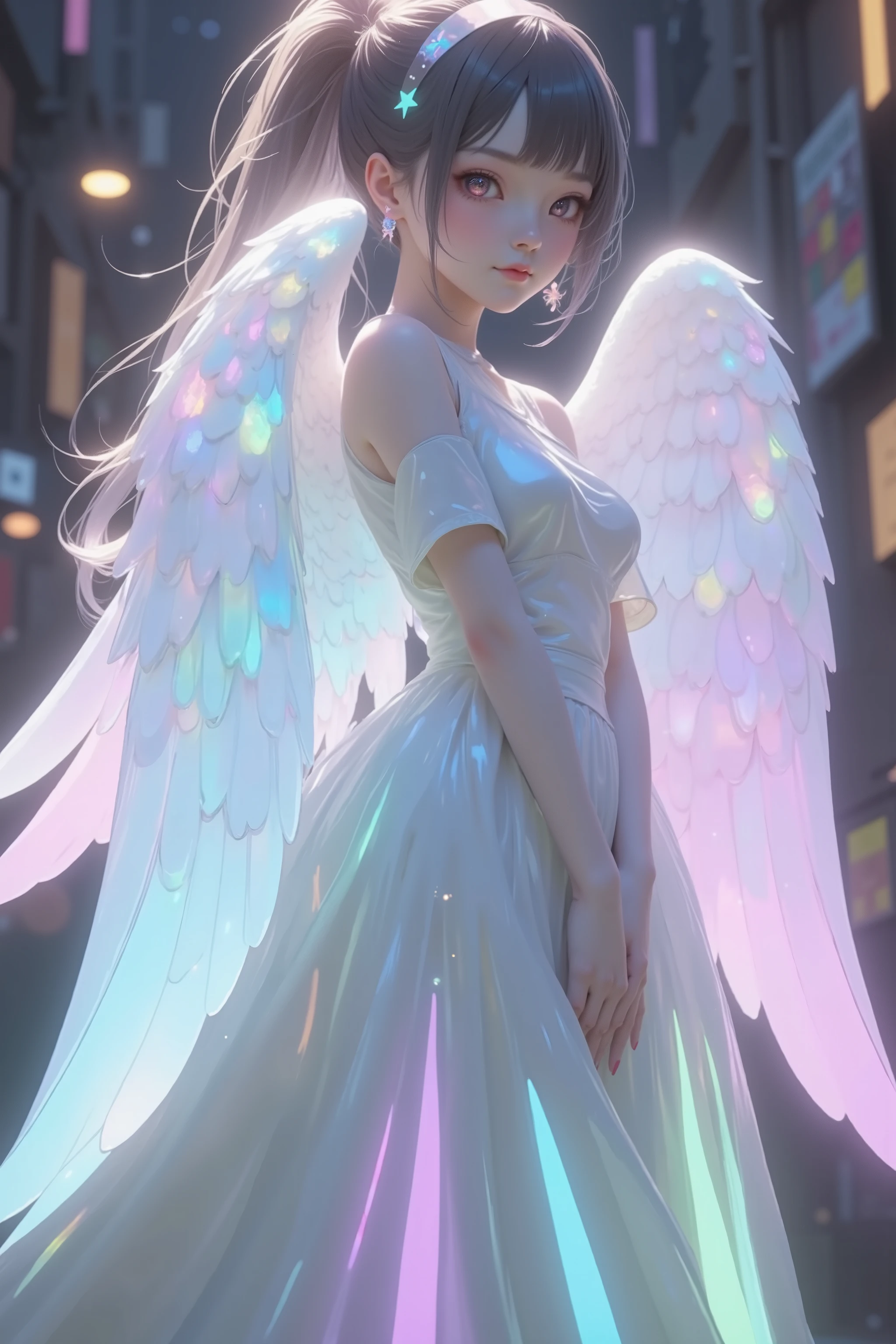Angel wings made of glass、Light shines、cute design、Half luminescence、A work that makes me feel relieved