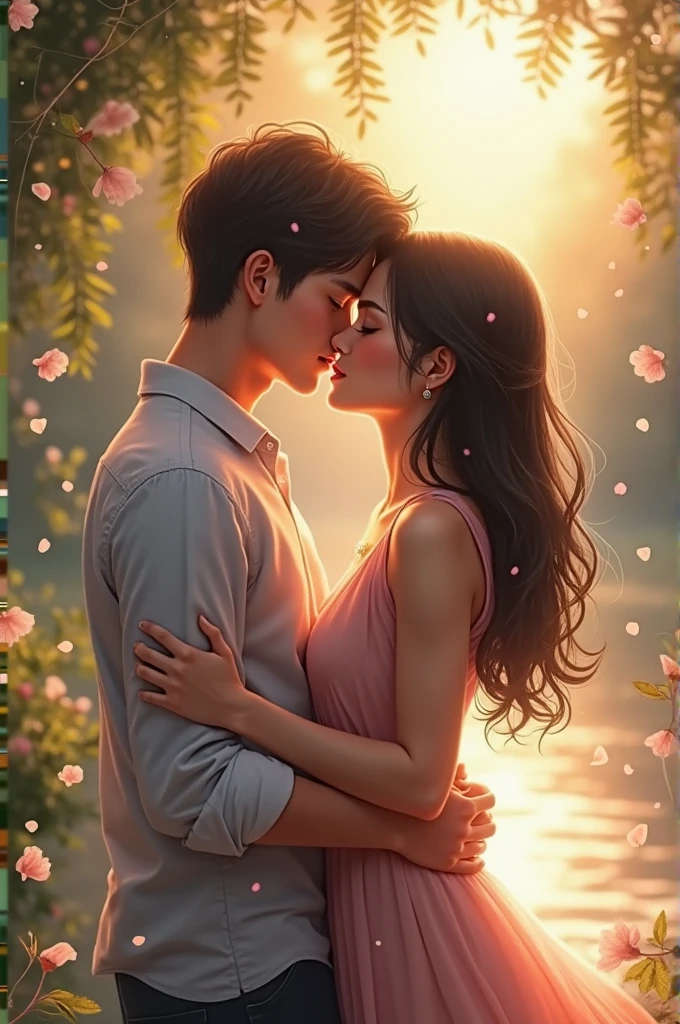 A girl kissing boy